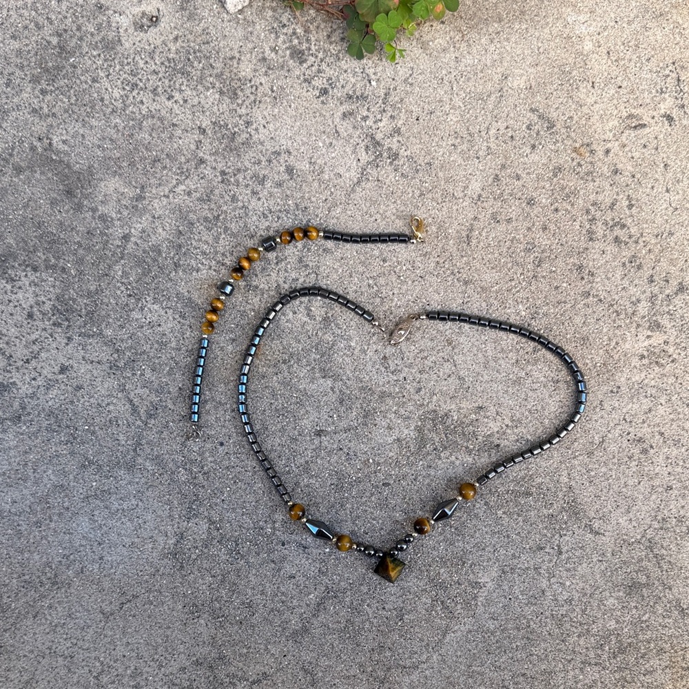 Hematite, Tiger Eye Necklace, Bracelet Set